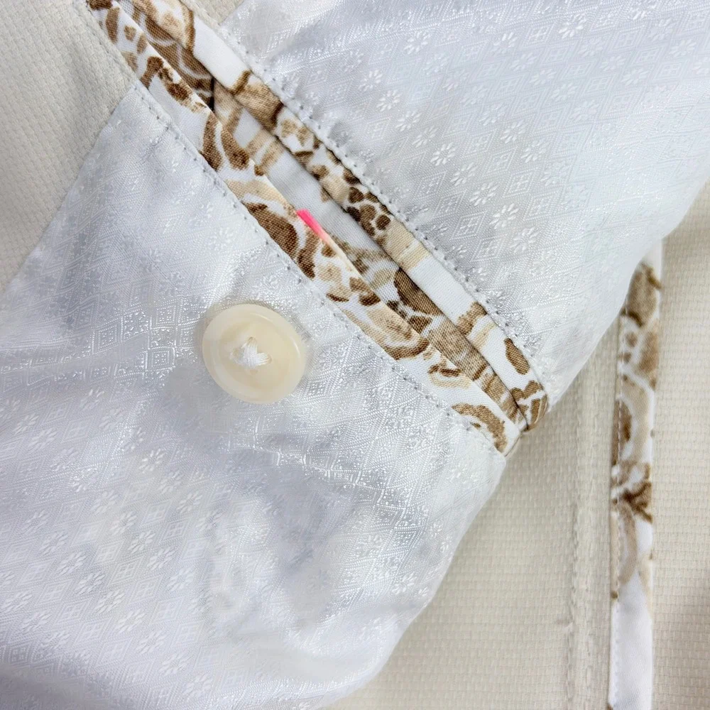 JKT New York Mens 44R 100% Silk Blazer Ivory 2-Button Sport Coat Quiet Luxury